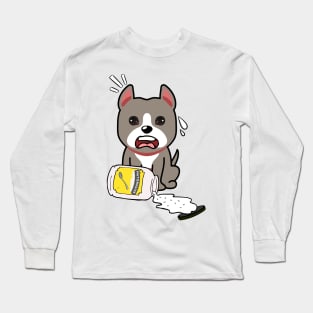 Funny grey Dog spilled a jar of mayonnaise Long Sleeve T-Shirt